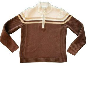 St John's Bay Striped Sweater Size Large Brown Cream